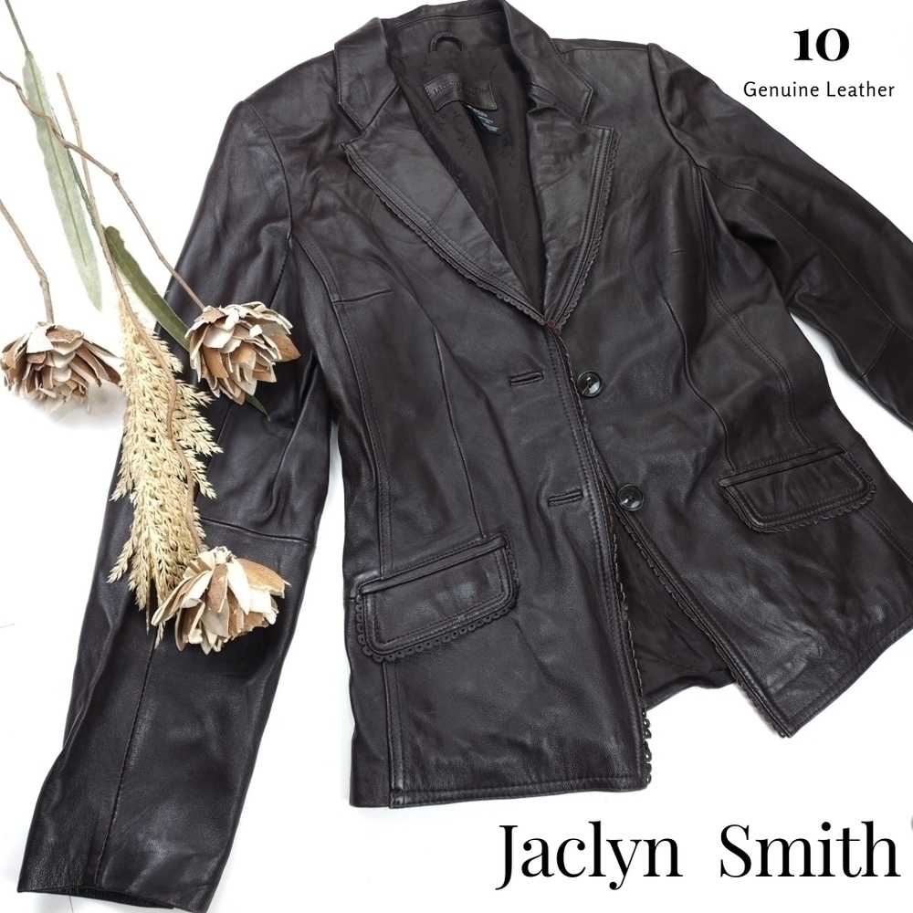 Jaclyn Smith Brown Leather Jacket sz 10